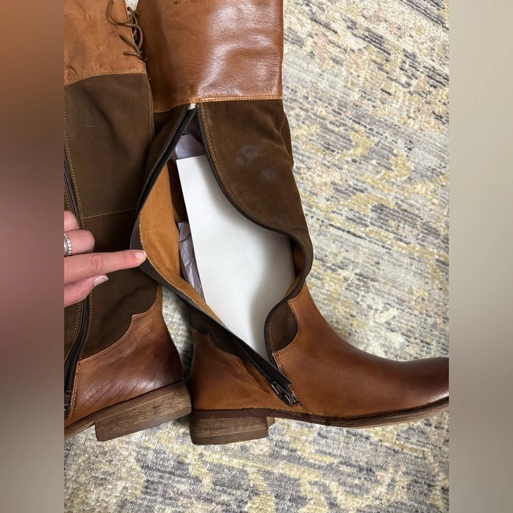 NEW Roan by Bed Stu Natty tall Brown Leather suede Knee-High riding Boots - Picture 10 of 14